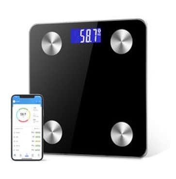 Smart Scale for Body Weight Management, Digital Bathroom Scale with BMI Weighing Ability. Bluetooth with Smartphone app. Measures Body Fat and Body Composition. 400 lbs Capacity - Black