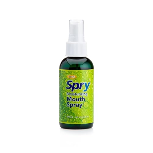 Spry Natural Xylitol Moisturizing Dry Mouth Spray, Stop Bad Breath, Increase Saliva Production, Non-GMO, Gluten-Free On The Go Oral Care with Spearmint Flavor, 4.5 fl.oz (Pack of 1)