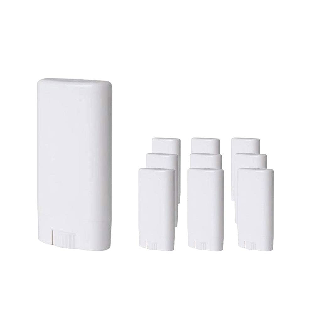 IMIROOTREE 15ML White Empty Plastic Oval Homemade Lip Balm Tubes Lipstick Tube Deodorant Tubes Containers 10PCS