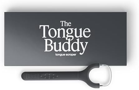 TheTongueBuddy™ Effective Tongue Scraper for Adults - Ergonomic Tongue Cleaner Promotes Fresher Breath, Travel-Friendly Beauty and Personal Care Essential (Onyx Black)