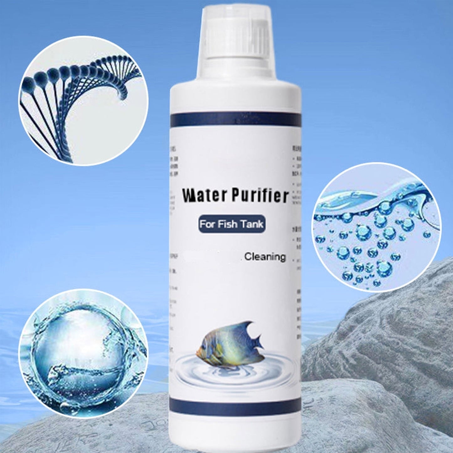Fish Tank Water Purifier | Aquarium Water Cleaning Agent | Water Clarifying Treatment, Flocculant & Quality Stabilizer | Natural Safe Formula for Fish & Plants | 150ml Liquid Solution