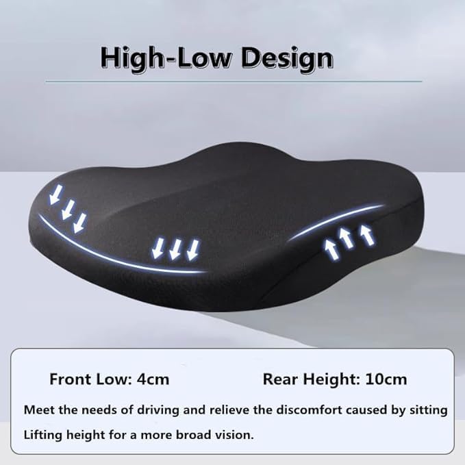 Adult Car Booster Seat Cushion, Car Seat Driver Height Boost Mat Memory Foam Car Seat Cushions Pad Improve Driving View Non-Slip 3D Office Chair Cushion Pressure Relief (Brown)