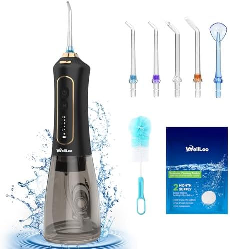 Water Flosser for Teeth, 300ML Cordless Oral Irrigator Rechargeable Dental Flosser Picks with 5 Modes 5 Jet Tips,IPX7 Waterproof Teeth Cleaner for Braces Gum Care, Home Travel Use
