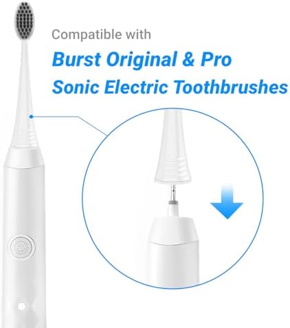 Replacement Brush Heads for Burst Original & Pro Sonic Electic Toothbrushes, 5 Count with Travel Covers, White for Adults