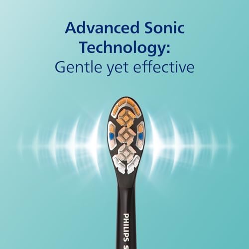 Philips Sonicare DiamondClean Smart 9500 Electric Toothbrush, Sonic Toothbrush with App, Pressure Sensor, Brush Head Detection, 5 Brushing Modes and 3 Intensity Levels, Black, Model HX9923/11