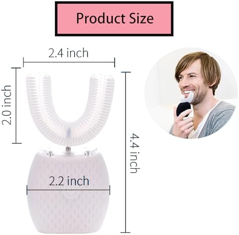 Ultrasonic Toothbrush for Adults Automatic Electric Toothbrush 30s Automatic Timer Rechargeable Washable Portable for Travel & Home Use Soft Bristles (White, Adult)