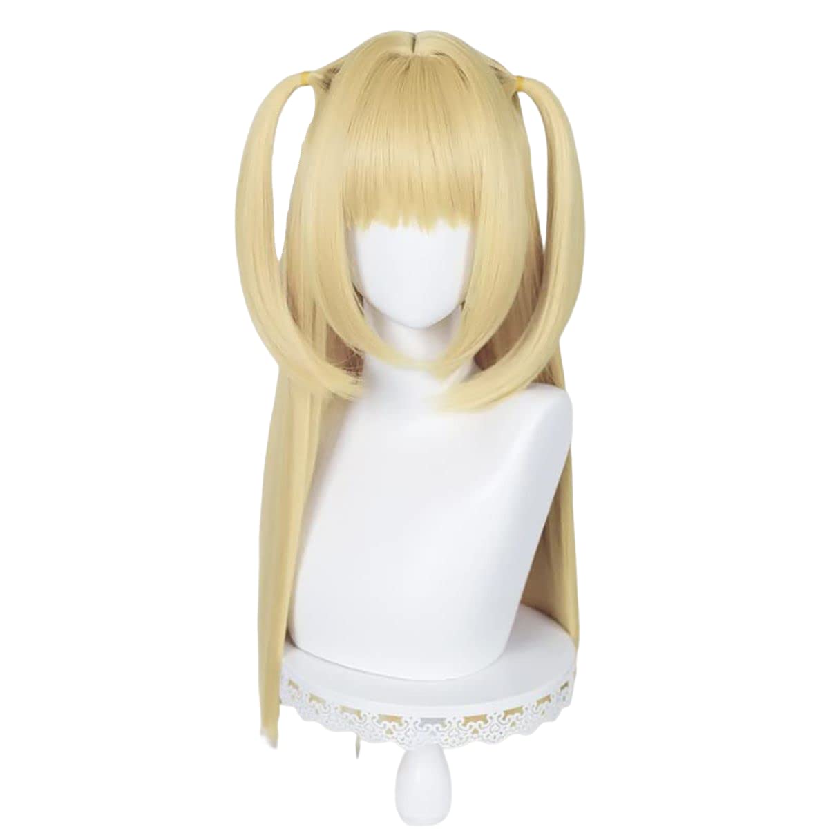 PWEINCY Long Gloden Ponytails Misa Amane Cosplay Wig with Bangs for Women Halloween Costume
