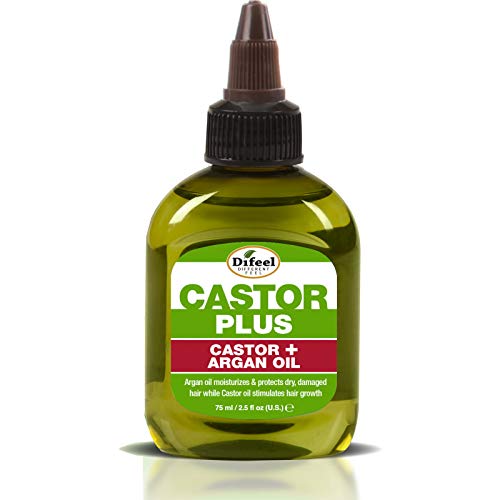 Difeel Premium Castor Plus Argan - Pro-Growth + Hydrating Premium Hair Oil 2.5 Oz.