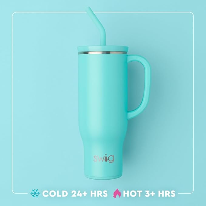 Swig Life 30oz Mega Mug, 30oz Tumbler with Handle and Straw, Large Insulated Tumblers, Cup Holder Friendly Travel Mug, Stainless Steel 30 oz Tumbler, Reusable Insulated Water Bottle (Funky Chicken)