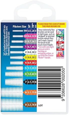 Piksters Interdental Brushes, 40 pk, Size 00, Interdental Tooth Brush for Extremely Tight Gaps, Gum Soft Bristles for Plaque Removal, Safe for Braces