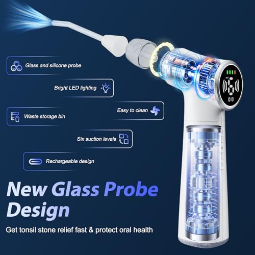 Upgraded Electric Tonsil Stone Remover – High-Precision & Painless Cleaning, Food-Grade Material, 6 Suction Levels | Tonsil Stone Removal Kit with LED Light, Oral Protection & 11 Attachments