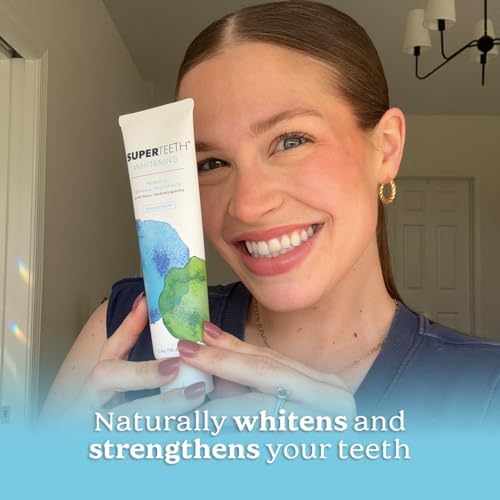 SuperTeeth Whitening Nano Hydroxyapatite (nHAp) Toothpaste for Adults & Kids | Sodium Bicarbonate | Fluoride-Free | Remineralizing | Xylitol | CoQ10 | Prebiotic | Mint | SLS-Free | Made in USA
