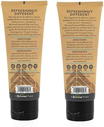 Redmond Earthpaste w/Silver – Natural Non-Fluoride Toothpaste, 2 Pack (Peppermint)