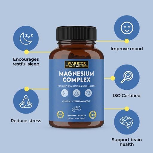 Magnesium Complex -Triple Blend 100% Chelated Mag Supplement-Magtein Magnesium L-Threonate for Memory & Brain Health -Glycinate, Sleep Well-Taurate- Relaxation
