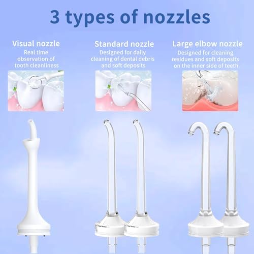 Water Flosser with Camera for Teeth, VITCOCO Visual Water Dental Flosser with 12-Gear, Rechargeable Water Flosser with 3-Nozzle and IPX7 Waterproof for Android and iOS(White)