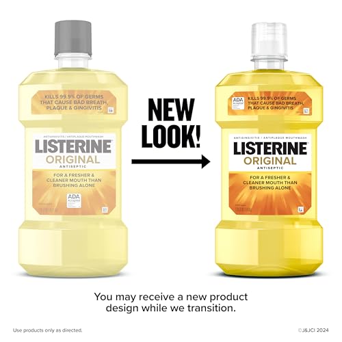 Listerine Original Antiseptic Oral Care Mouthwash to Kill 99.9% of Germs That Cause Bad Breath, Plaque and Gingivitis, ADA-Accepted Mouthwash, Original Flavored Oral Rinse, 1.5 L, 6 Pack