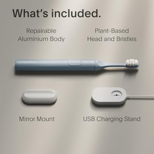 Sonic Electric Toothbrush | 40+ Day Battery | Designed in California | Sustainable Electric Toothbrush for Adults | Travel Toothbrushes | Tooth Brush |Blue