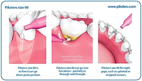 Piksters Interdental Brushes, 40 pk, Size 00, Interdental Tooth Brush for Extremely Tight Gaps, Gum Soft Bristles for Plaque Removal, Safe for Braces