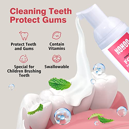 NOHOO Fluoride Free Foam Toothpaste Kids Fruit Flavour,Natural Training Toothpaste for Baby Toddler Children Oral Cleaning and Cavity Protection Strawberry Orange Peach Cantaloupe