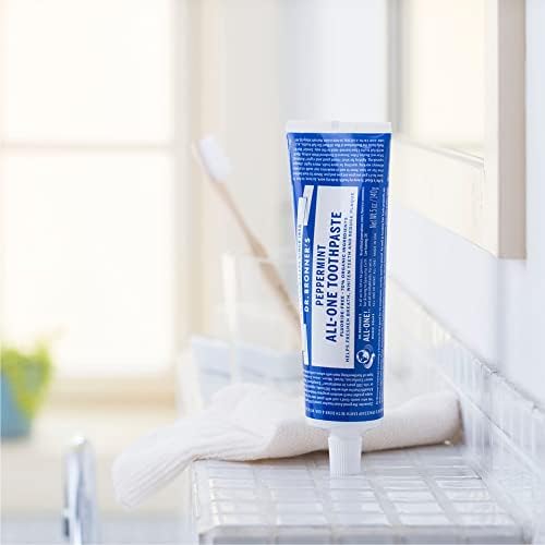 Dr. Bronner’s - All-One Toothpaste Variety Pack - Peppermint & Spearmint, 70% Organic Ingredients, Fluoride-Free, Helps Freshen Breath, Vegan (5oz, 2-Pack)