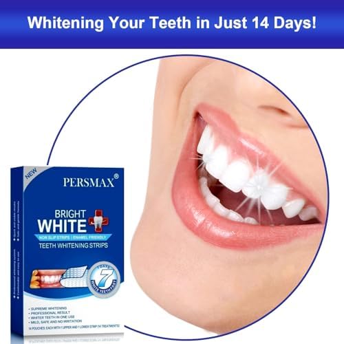 Teeth Whitening Strips for Teeth Sensitive, Non-Slip Enamel-Safe Strips, Professional and Safe Teeth whitening Strips, for Smoking/Coffee/Soda/Wine Stain, 14 Treatments 28 Strips (Mint)
