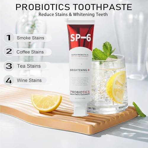 SP-6 Probiotics Whitening Toothpaste, SP6 Probiotic Toothpaste for Teeth Whitening and Gum Health, Enhanced Formula with 6 Probiotics, Fluoride-Free, Minty Fresh Flavor (2)