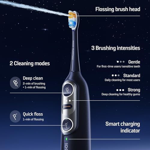 Soocas NEOS II - Electric Toothbrush with Water Flosser, Sonic Electric Toothbrush for Adults, Cordless Water Flosser for Travel, Portable Oral Irrigator, Up to 100% Plaque Removal, Dark Violet