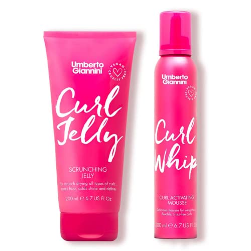 Umberto Giannini Curl Jelly Scrunching Jelly & Curl Activating Mousse Duo For Curly Or Wavy Hair, Vegan & Cruelty Free, 2 Pack