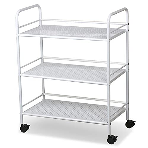 Topeakmart 3-Tier Salon Trolley On Wheels Salon Station For Hair Stylist Lockable Beauty Esthetician Cart Rolling Storage Organi