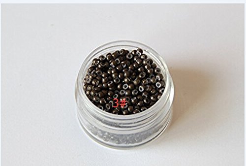 Silicone Copper Nano Beads Micro Link Tube Rings For Wig Hair Extensions (1000Pcs, Dark Brown)