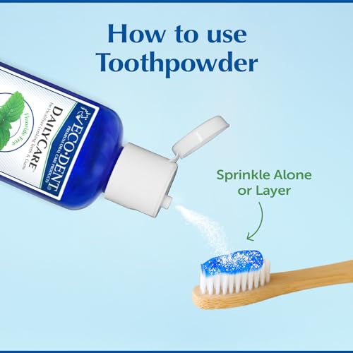 Eco-Dent DailyCare Baking Soda Toothpowder, Mint - Fluoride-Free Toothpaste Powder, SLS-Free Tooth Powder with Baking Soda, Minerals, and Essential Oils, Toothpaste Alternative, 2 Oz Ea (Pack of 3)
