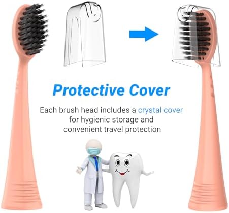 Replacement Brush Heads for Burst Original & Pro Sonic Electic Toothbrushes, 5 Count with Travel Covers, Rose Gold for Adults