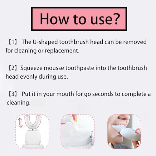 Ultrasonic Toothbrush for Adults Automatic Electric Toothbrush 30s Automatic Timer Rechargeable Washable Portable for Travel & Home Use Soft Bristles (White, Adult)