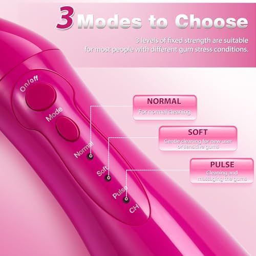TOVENDOR Electric Water Dental Flosser Teeth Pick, Cordless Flossers Oral Irrigator IPX7 Waterproof 300ML Rechargeable Travel Water Teeth Cleaner with 5 Tips for Home Braces Care Gums Deep Cleaning