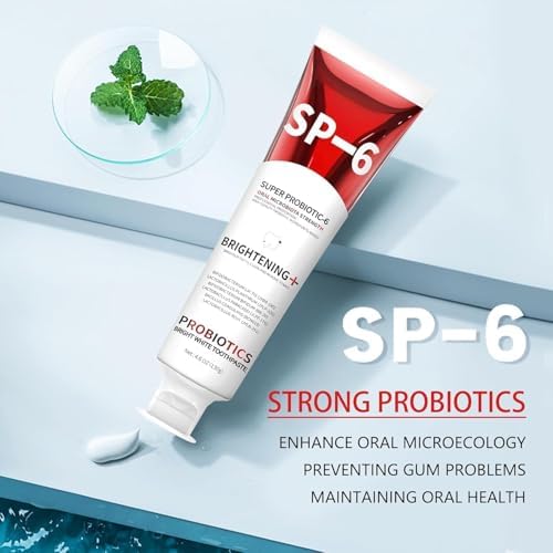 SP-6 Probiotics Whitening Toothpaste, SP6 Probiotic Toothpaste for Teeth Whitening and Gum Health, Enhanced Formula with 6 Probiotics, Fluoride-Free, Minty Fresh Flavor (2)