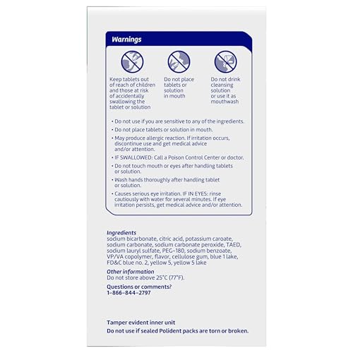 Polident Overnight Whitening Antibacterial Dental Appliance Cleanser Tablets, 90 Count (2 Pack)
