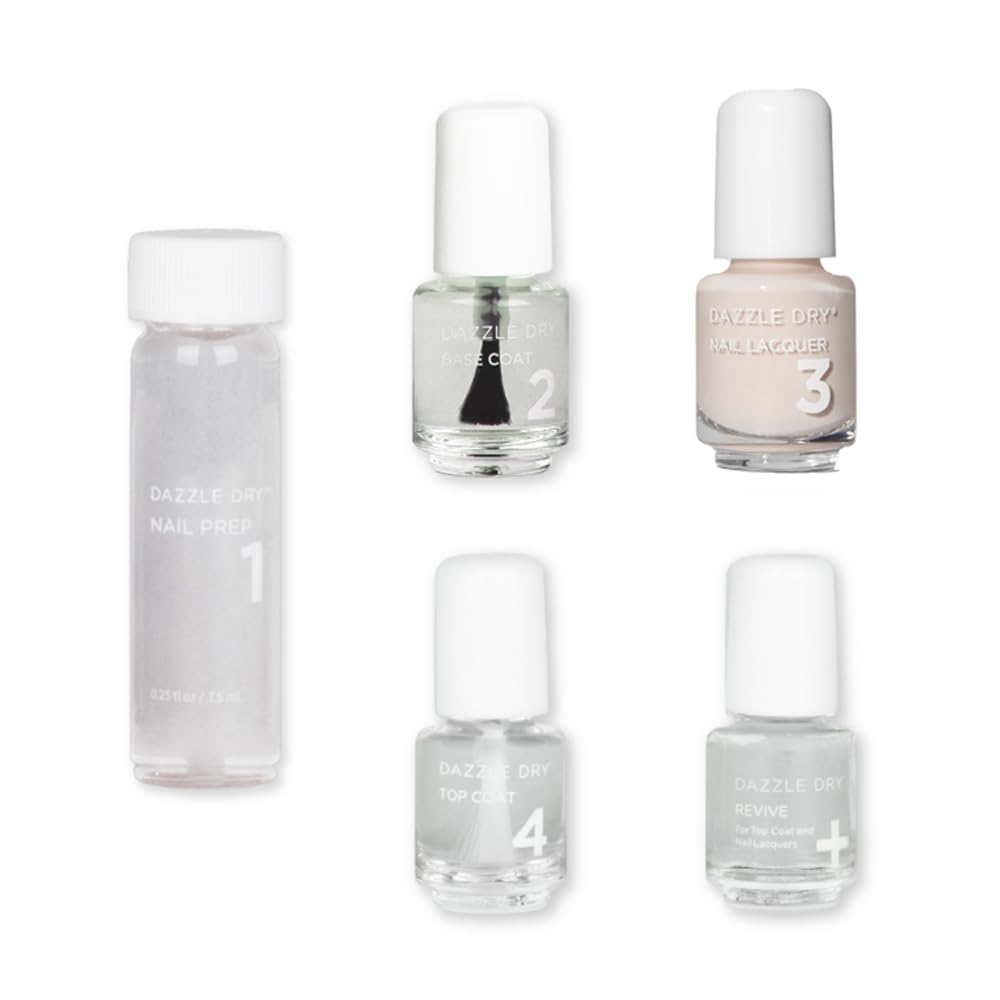 Dazzle Dry Mini Kit 4 Step System - So On Pointe - A Pale Almond Cream. Semi-Sheer Cream. (5 Piece Kit / 5 Manicures)