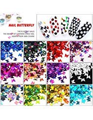 Meilinds 3D Glitter Sequins Nail Art Tips Charms Butterfly Design Manicure Nail Decoration 12 Colors