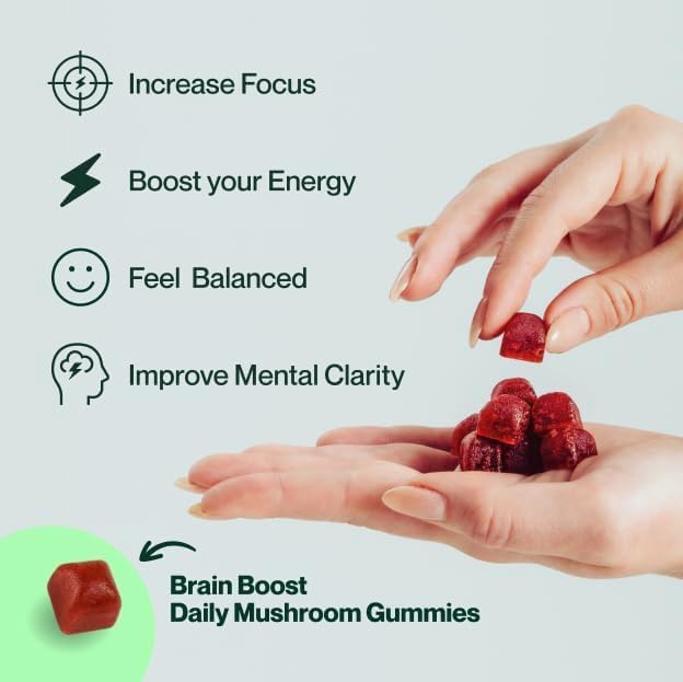 Gwella Focus Gummies with Lion’s Mane, Panax Ginseng, Ginger Root, Cordyceps, SAM-e, and Nootropics, Energy and Focus Supplement, Vegan, Strawberry Tangerine (20 Count - Pack of 2)