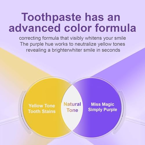 Miss Magic Purple Luxe Whitening Toothpaste – Fluoride Free,Color Correcting,Probiotic Oral Care,Fights Stains,Freshens Breath,Brightens Yellow Teeth,Supports Enamel Health 4.3oz