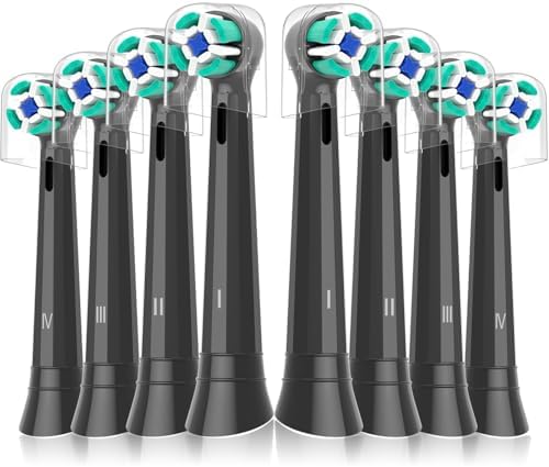 Replacement Heads Compatible with Oral B iO Electric Toothbrush, Soft Toothbrush Heads Fit for Oral-B iO 2/3/4/5/6/7/8/9/10 Series with Covers, Black 8pcs