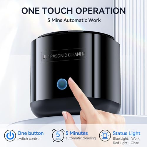 Ultrasonic Retainer Cleaner for Denture: Ultra Sonic Dental Cleaning - Mouth Guard Cleaner for Aligner 24W 220ML (Black)