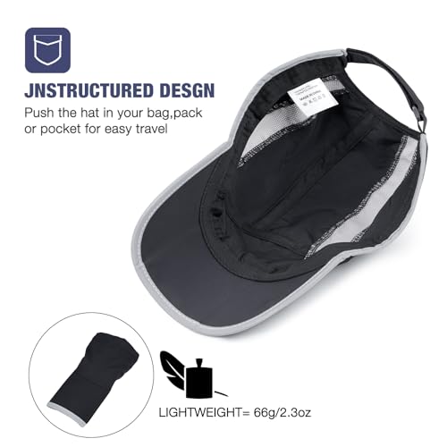 2 Pack Foldable Sports Hat for Men and Women with UPF 50+ Sun Protection Runner Cap Adjustable Washable Hat…