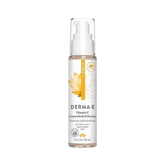 DERMA E Vitamin C Concentrated Serum with Hyaluronic Acid, Vitamin E & Aloe, All Natural, Antioxidant-Rich Concentrated Facial Serum – Firming and Brightening Vitamin C Face Serum, 2oz
