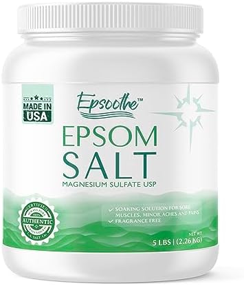 Epsoothe 5 Lbs Jar Epsom Salt Bath & Foot Soak and Scrub | Pure & Natural Magnesium Sulfate USP | Soothes Muscles & Joints, Enhances Well-Being