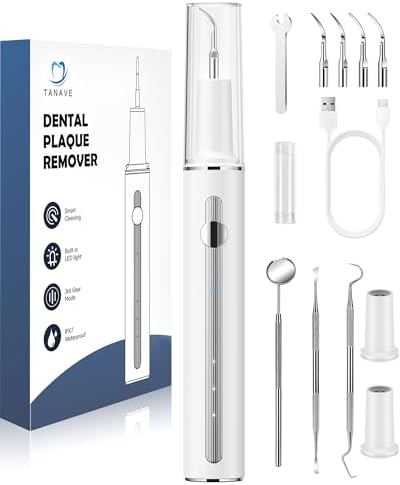 Teeth Cleaning Kit Plaque Remover for Teeth, Portable Dental Plaque Remover Tool with LED, Plaque Blaster for Human Teeth with 3 Modes, Tooth Scraper Plaque Tartar Remover for Teeth with Dental Tools