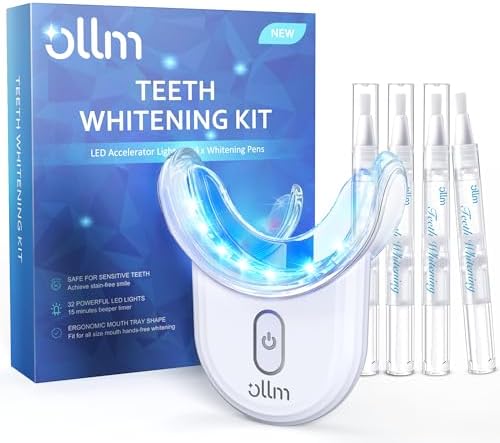 Teeth Whitening Kit with LED Light - White Sensitive Tooth 35% Carbamide Peroxide Gel Pen Dental Mouth Trays Whitener Professional Bright Brace Product System for Home Work Travel