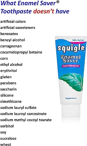 Squigle Enamel Saver Toothpaste : 36% Xylitol. with Fluoride. SLS Free. Prevents Canker Sores, Bad Breath, Perioral Dermatitis, Chapped Lips. Soothes & Protects Dry Mouths - 1 Pack