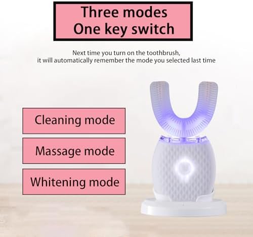 Ultrasonic Toothbrush for Adults Automatic Electric Toothbrush 30s Automatic Timer Rechargeable Washable Portable for Travel & Home Use Soft Bristles (White, Adult)