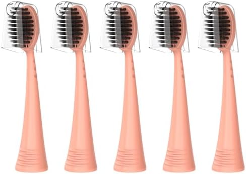 Replacement Brush Heads for Burst Original & Pro Sonic Electic Toothbrushes, 5 Count with Travel Covers, Rose Gold for Adults